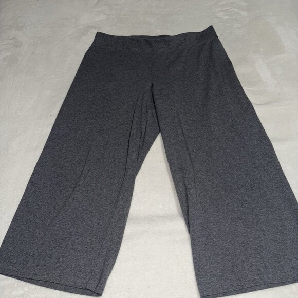 Women’s Eileen Fisher Knitted Wide Leg Pants Charcoal Straight Size Large - Picture 1 of 7